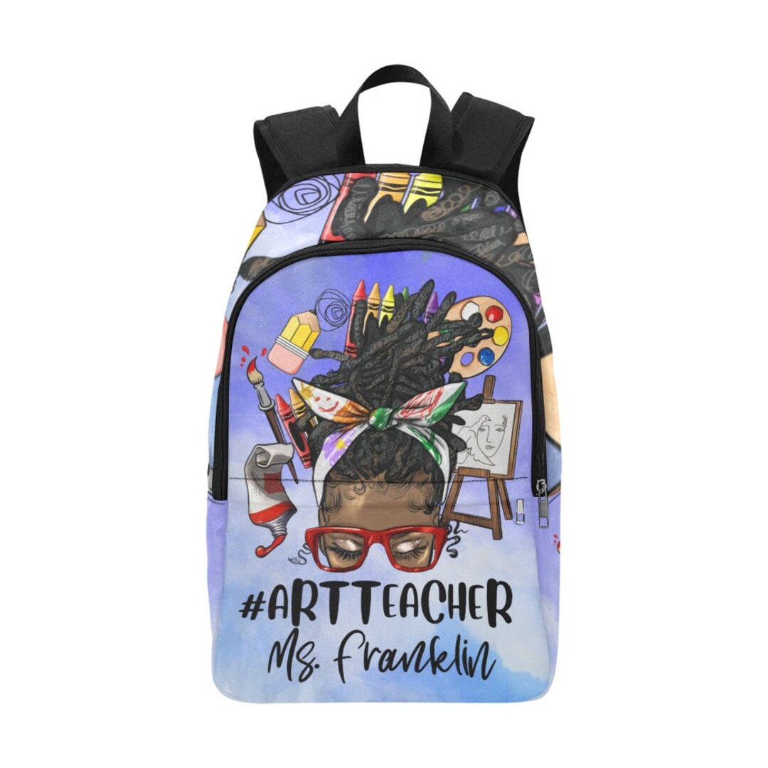 Personalized African American Dreadlock Art Teacher Backpack School Travel Shopping Drawing Supplies Paint Creative Black Woman Locs Etsy