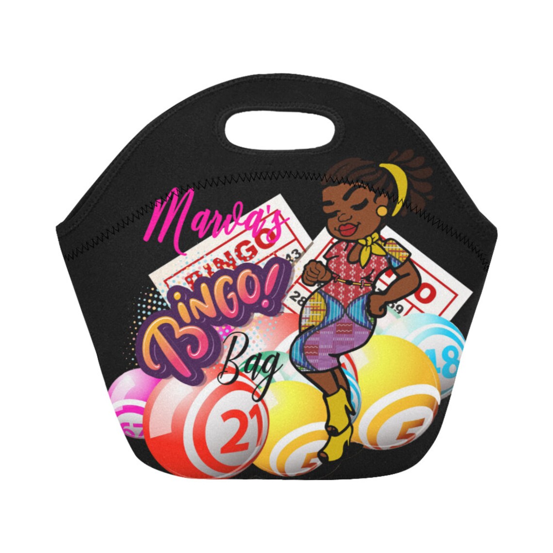 BINGO Black Woman Personalized Bingo Bag Bingo in Style Carry Etsy