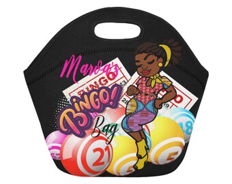 BINGO Black Woman Personalized Bingo Bag Bingo In Style Carry Lunch Or Supplies