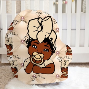 Funda para asiento de coche de bebé personalizada con lazo acolchado y mechones de color marrón, diseño acolchado, regalo para baby shower, madre, padre, bebé, tía