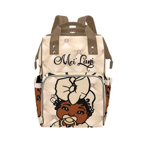 Benutzerdefinierte Braun Baby Couture personalisierte Windeltasche Creme Gesteppte Druck Kaviar Mutter Vater Vater Rucksack-Babypartygeschenk