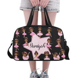 Schwarze Ballerinas Personalisierte Sporttasche Handgemachte Reisetasche Unter Fach Für Schuhe Melanierter Einzigartiger Designdruck Kostenloser weltweiter Versand