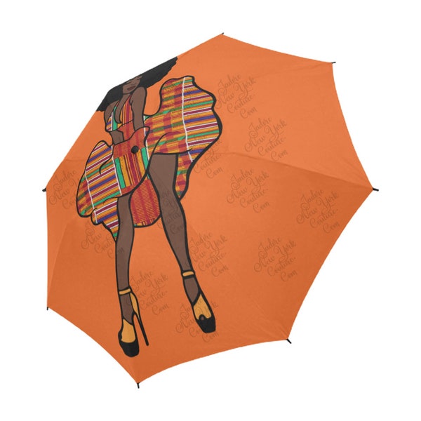 Ankara Halter Dress Afro African American Woman Print Semi Automatic Umbrella Unique Design Free Shipping