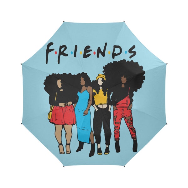 Friends Afro African American Ethnic Print Semi Automatic Umbrella Unique Design Free Shipping