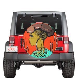 Frohawk Queen African American Woman Vehicle Tire Cover 3 Sizes
