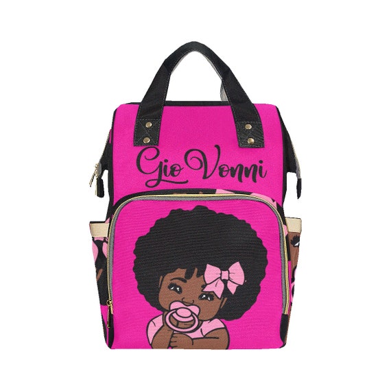 Borsa per bottiglie di abbigliamento Zaino per bambina afroamericana Afro Personalized Baby Bag Bag pannolini Regalo per baby shower Borse e borsette Borse porta pannolini 