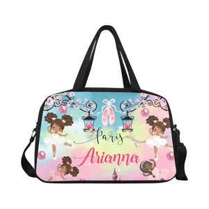 Braune Ballerinas Personalisierte Paris Eiffelturm Sporttasche Handgemachte Reisetasche Unter Fach Für Schuhe Melanierter Einzigartiger Designdruck