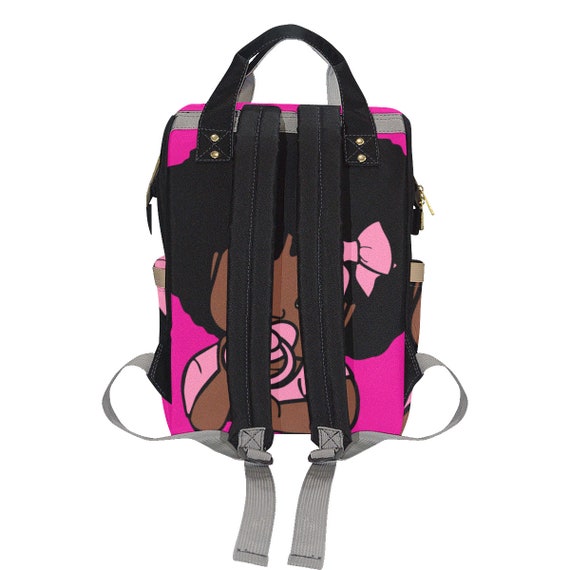 Afro Personalized African American Baby Girl Backpack Diaper Clothing Bottles Bag Unique Print Pick Your Color Baby Shower Gift Mommy Daddy Etsy
