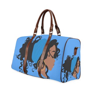Bolso de viaje tipo cartera con diseño de princesa afroamericana en color azul, envío gratuito a todo el mundo