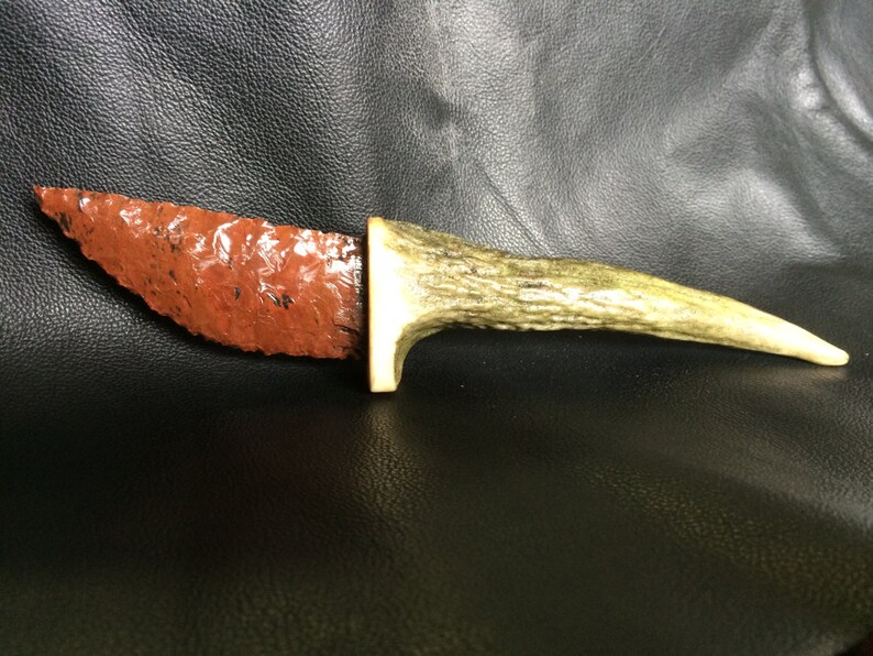 All Natural One of a Kind Flint Knapped Obsidian Fixed Blade Etsy
