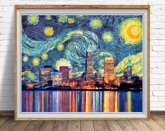 Cleveland Skyline Etsy