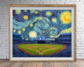 New York Yankees and Starry Night, Van Gogh - Yankee Stadium Poster #vi1833