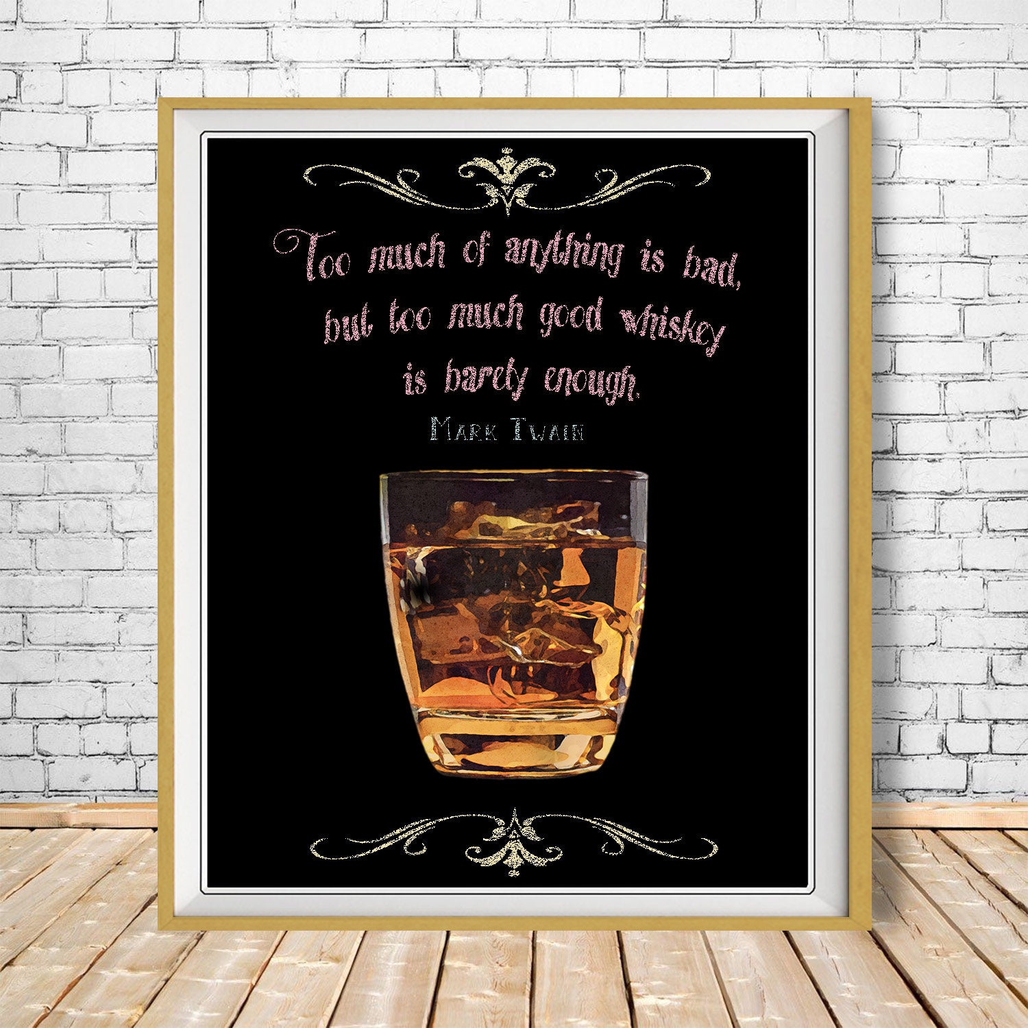 Mark Twain Whiskey Quote Whiskey Art Mark Twain Quote Black Background Whiskey | Etsy Hong Kong
