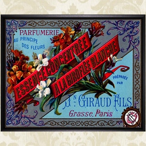 Vintage French Perfume Label Print - Bath Decor - Bathroom Print - France Soap Label Wall Art Home Decor #vi201