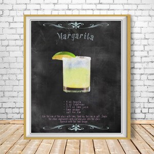 Margarita Print, Vintage Bar Art, Margarita Poster, Chalkboard, Blackboard, Black Background, Wall Art #vi1660