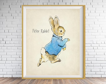 Peter Rabbit, Beatrix Potter Print - Nursery Decor, Wall Art #vi1596