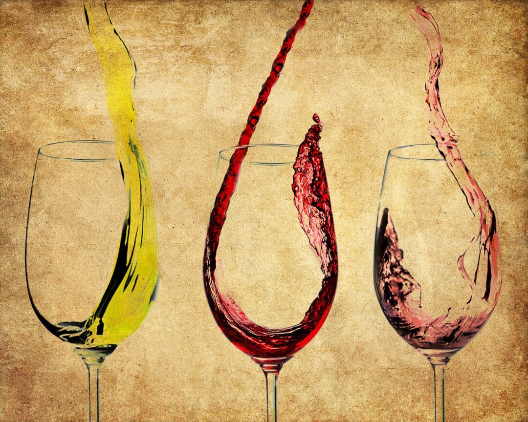 Wine Wall Art, Red Wine Poster, Bar Art, White Wine Print, Bar Decor