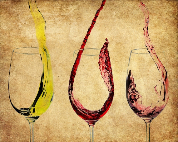 Wine Wall Art, Red Wine Poster, Bar Art, White Wine Print, Bar Decor, Kitchen Art, Wine Glass Home Decor #vi1108