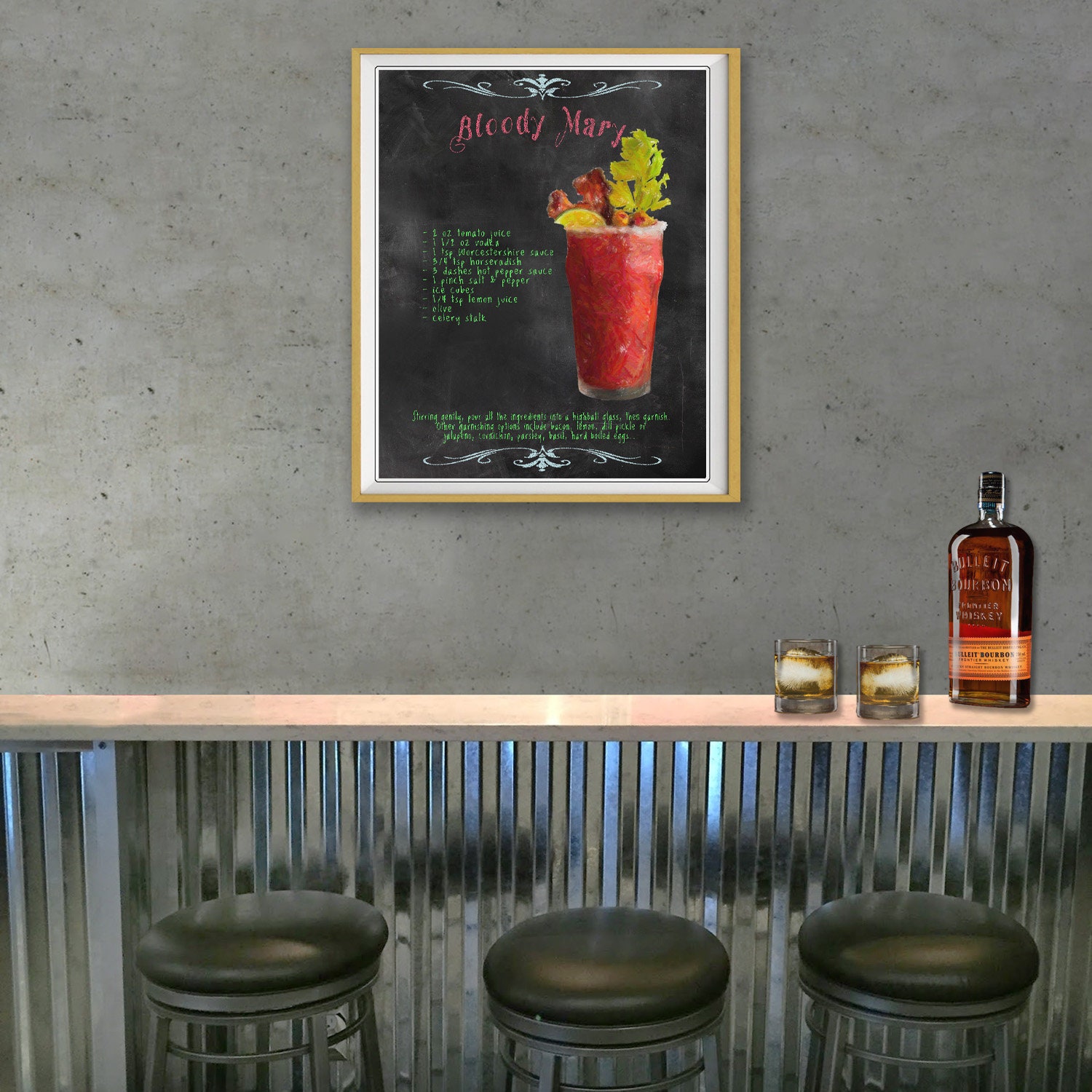 Bloody Mary Print, Vintage Bar Art, Bloody Mary Poster, Chalkboard ...