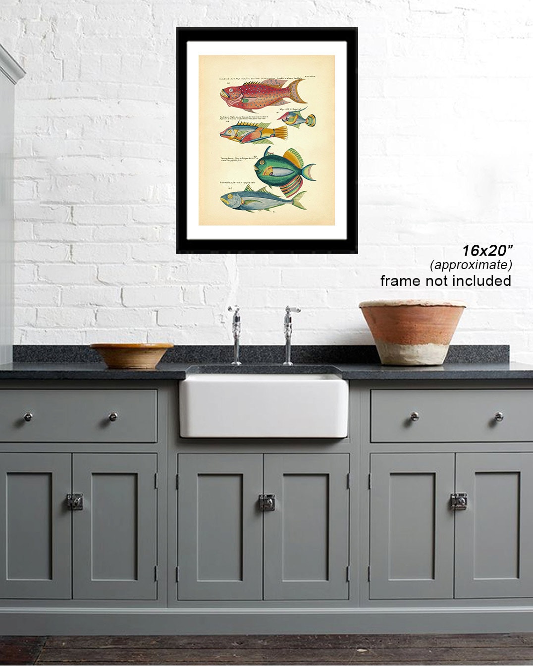 Vintage Fish Print, Colorful Fish Art, French Bookplate, Fish