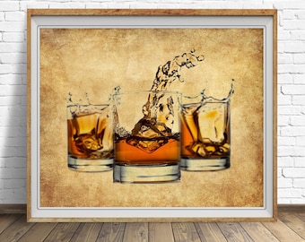 Whiskey Print, Bar Art, Whiskey Poster, Bar Decor, Scotch Bourbon Wall Art Home Decor #vi1654