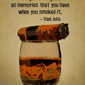 Cigar Poster - Whiskey Print - Whiskey Poster Bourbon Scotch Cigar Print Man Cave Wall Art Fathers Day #vi483