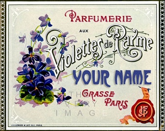 Personalized Vintage French Perfume Label, Vintage French Soap Label, Customized Wall Art Mothers Day Gift #vi821