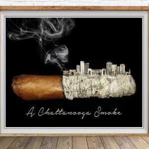 Chattanooga Poster Cigar Print Man Cave Decor Tennessee Print Bar Art Wall Art Fathers Day #vi1580