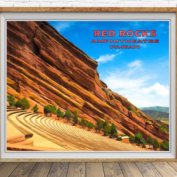 Red Rocks Amphitheater Poster - Colorado Springs Print - Denver Decor - Home Decor Wall Art Fine Art Print #vi454