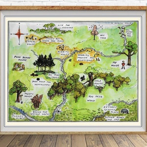 Winnie the Pooh Map  Print - Childrens Room Decor - Nursery Art - Map Decor - Wall Art Gifts for Children #vi1752