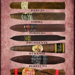 Cigar Art, Cigar Shapes Chart Cigar Poster Tobacco Print Man Cave Wall Art Home Decor Fathers Day vi172 image 5