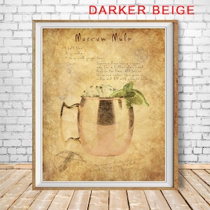 Impresión de Moscow Mule, impresión de Da Vinci, póster de cóctel, arte de bar, impresión de vodka, decoración de bar con arte de pared #vi1622