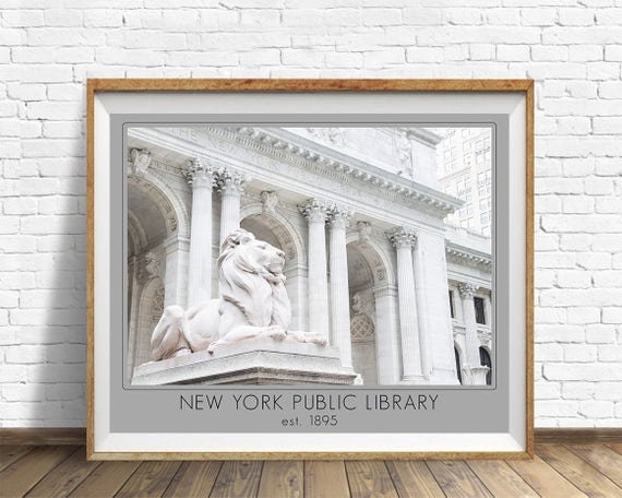 New York City Library Print, Library Lions Nyc Photography