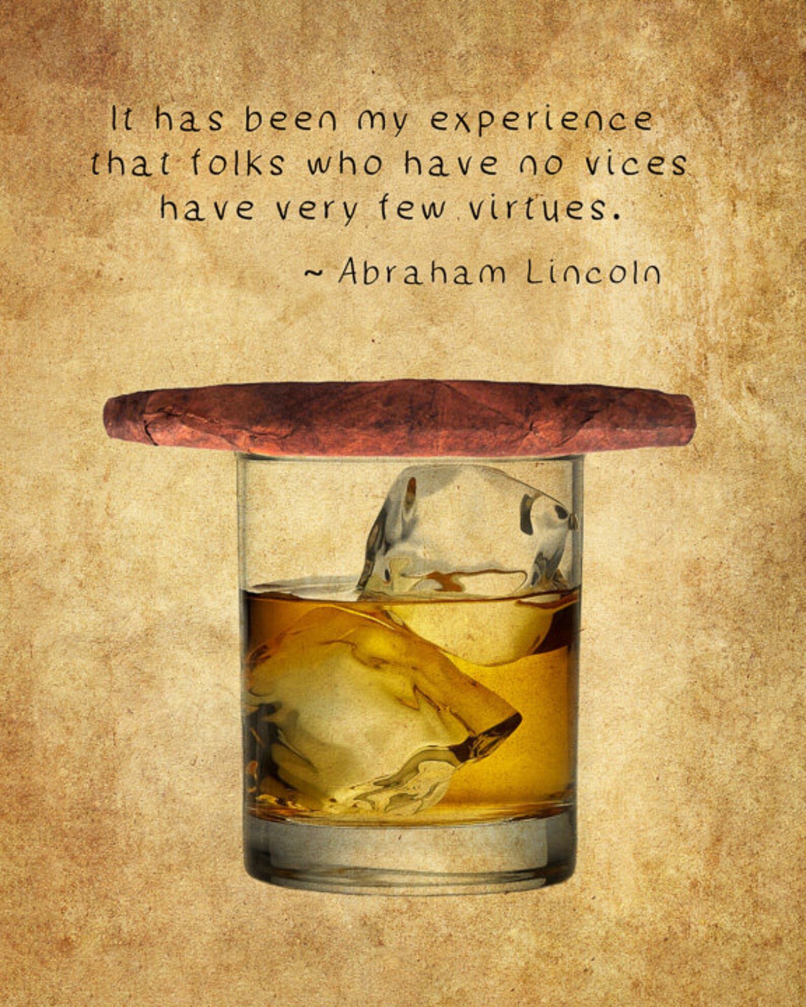 Cigar Art Cigar Poster Whiskey Print Abraham Lincoln | Etsy