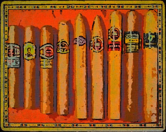 Cigar Art, Cigar Size Chart Cigar Poster Tobacco Print Man Cave