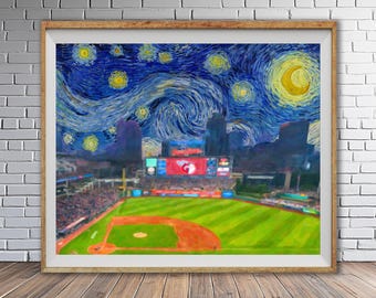 Cleveland Guardians and Starry Night, Van Gogh - Progressive Field Poster #vi2044