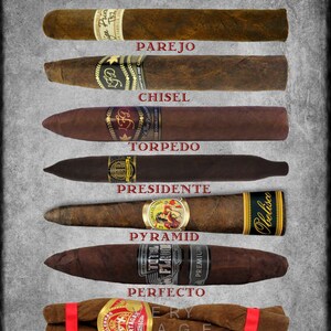 Cigar Art, Cigar Shapes Chart Cigar Poster Tobacco Print Man Cave Wall Art Home Decor Fathers Day vi172 image 3