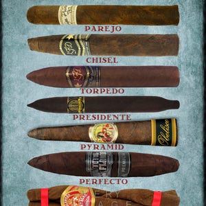 Cigar Art, Cigar Shapes Chart Cigar Poster Tobacco Print Man Cave Wall Art Home Decor Fathers Day vi172 image 2