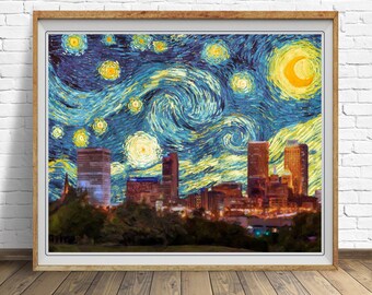 Van Gogh Starry Night Print Tulsa Art Tulsa Oklahoma Decor Van