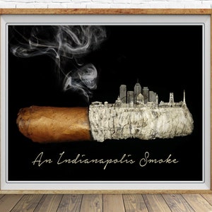 Cigar Poster Indianapolis Print Man Cave Decor Indianapolis Poster Wall Cigar Art Fathers Day #vi1652