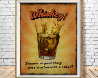 Vintage Whiskey Print, Bar Art, Bourbon Scotch Vintage Whiskey Poster Bar Decor Home Decor Fine Art Print #vi1603