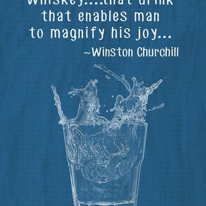 Whiskey Poster - Bar Art - Bourbon Print- Scotch Poster - Whiskey Print Winston Churchill Quote Wall Art #vi723