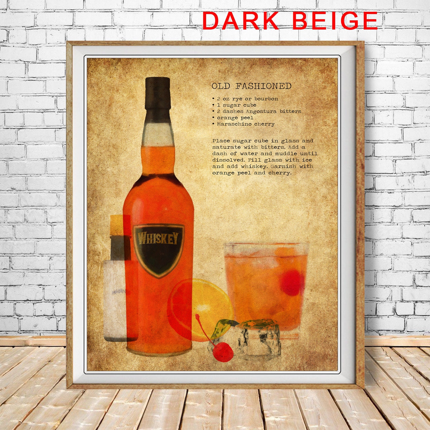 Vintage Bar Art Old Fashioned Print Cocktail Print Old Etsy