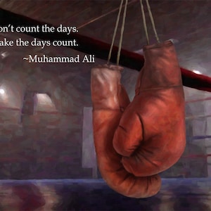 Boxing Gloves Print, Vintage Boxing Poster Muhammad Ali Quote Print Sports Poster Man Cave Gifts for Men #vi517