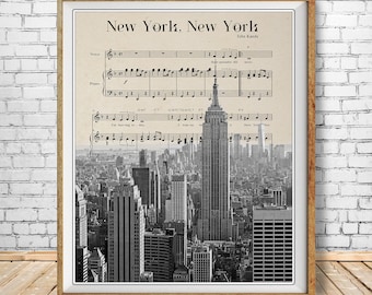 New York City Skyline, Nyc Print, New York Decor, Nyc Skyline, Sheet Music, New York Print Wall Art #vi1265