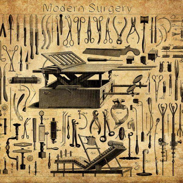 Surgical Tools Chart - Medical Print - Medicine Surgery - Doctor Office Art Wall Art Home Decor #vi412