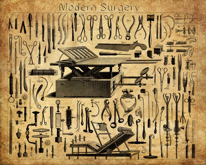 Surgical Tools Chart - Medical Print - Medicine Surgery - Doctor Office Art Wall Art Home Decor #vi412