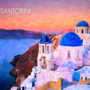 Santorini Print Greece Wall Art Greek Islands Print Santorini Poster Home Decor Fine Art Print vi811 image 1