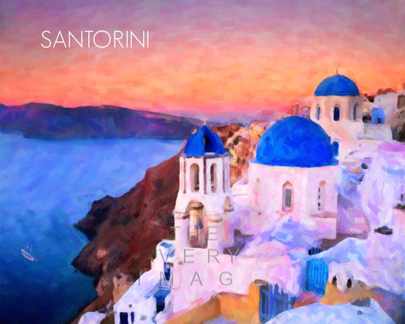 Santorini Print Greece Wall Art Greek Islands Print Santorini Poster Home Decor Fine Art Print vi811 image 1