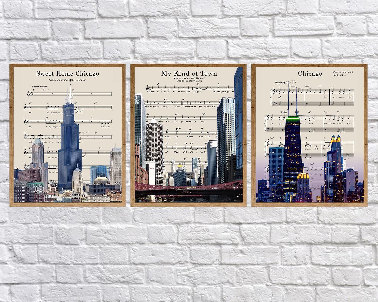 Chicago Skyline Poster, Chicago Print, Sheet Music, Illinois Decor, Wall Art, Home Decor #vi1818